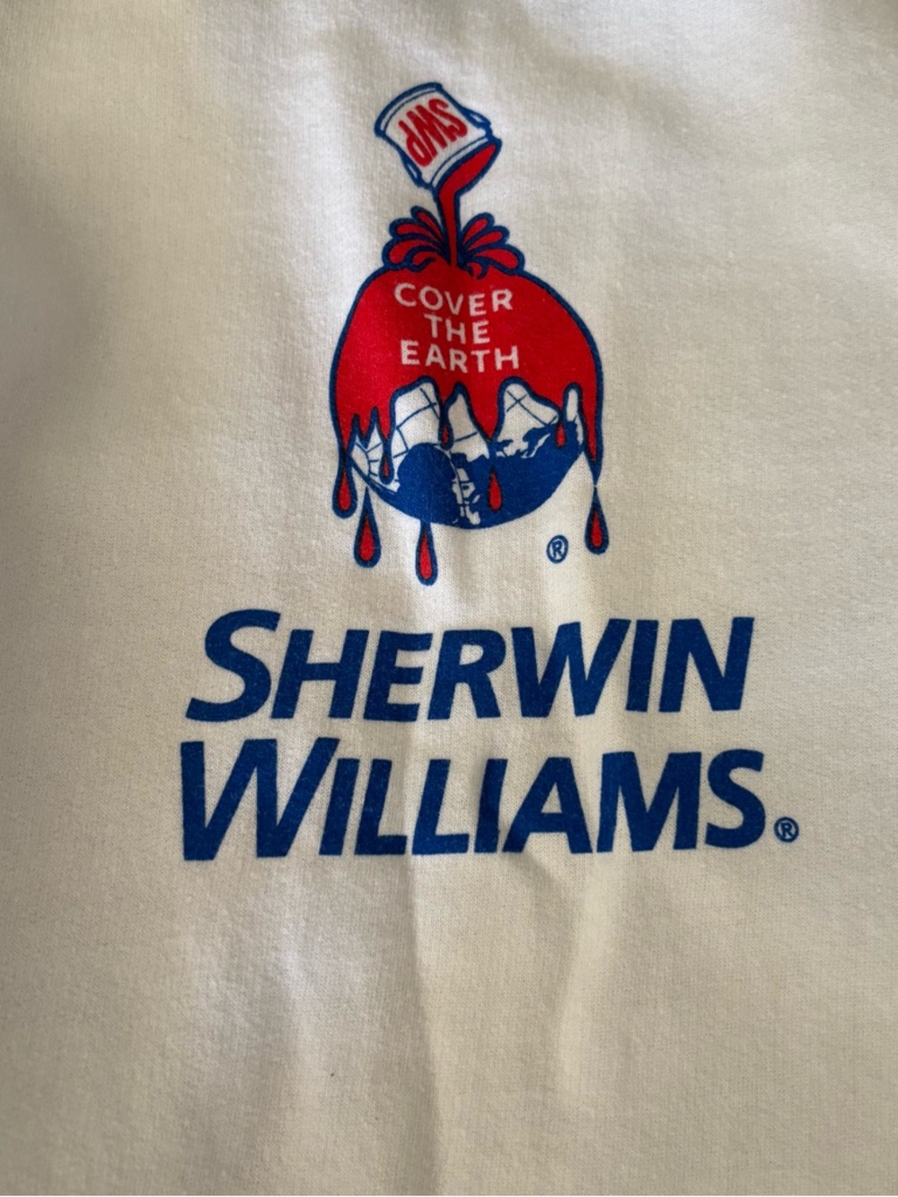 Jerzees White Sweatshirt with Blue and Red Sherwin-Williams Logo - Picture 2 of 4
